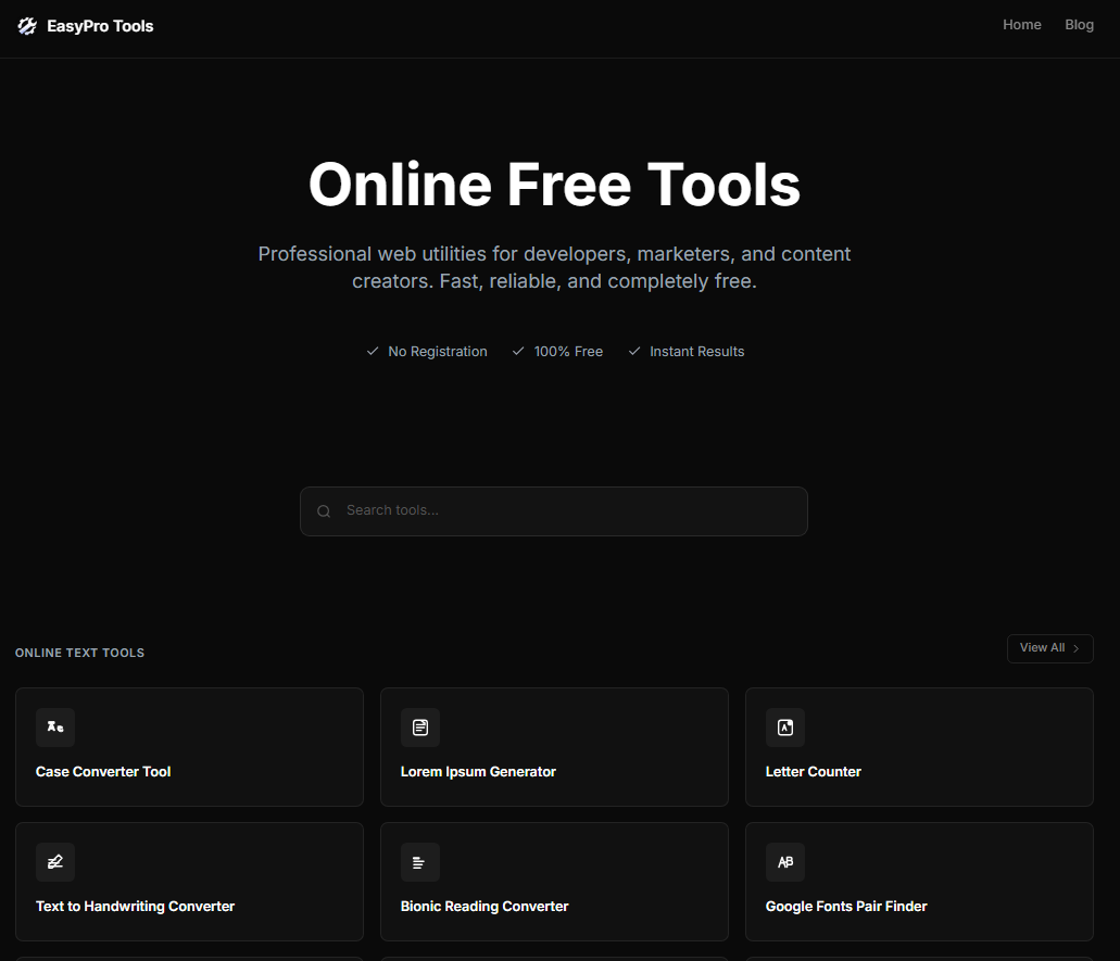 EasyPro Tools - Free Online Tools for Developers & Marketers 